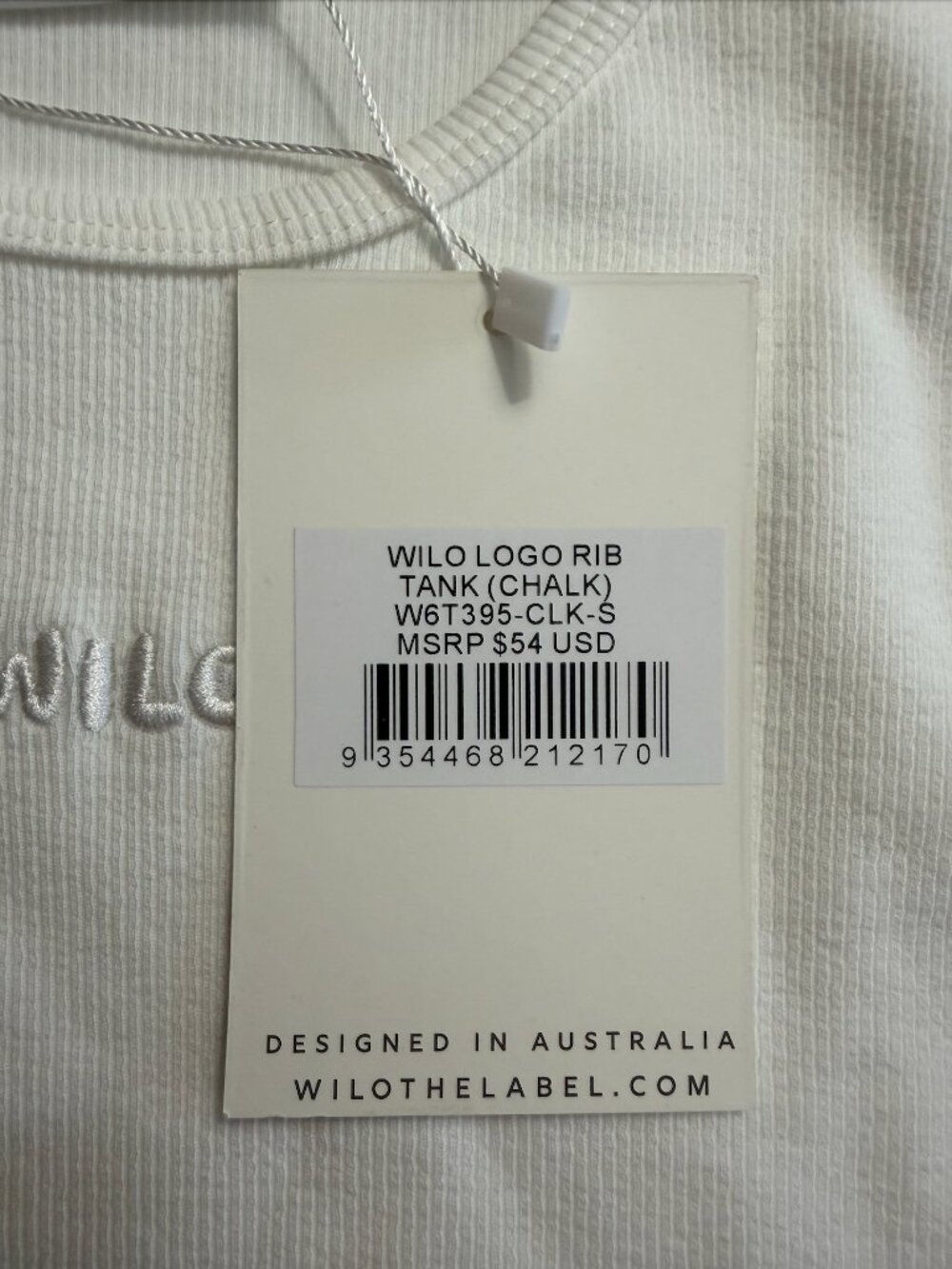 Wilo The Label Logo Rib Tank Chalk White Fitted Athleisure Small Top NWT - Picture 3 of 4